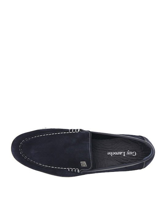 Loafers Mocasini Bărbați Din Catifea În Culoare Albastră