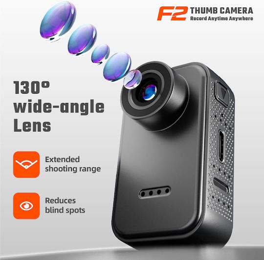 Mini FDF2 128GB Action Camera Full HD (1080p) με Οθόνη Μαύρη