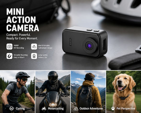 Mini FDF2 128GB Action Camera Full HD 1080p with White Screen