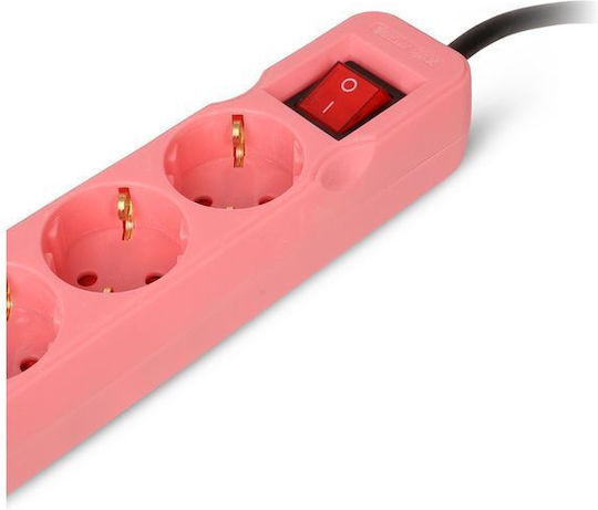 Entac Entac Steckdosenleiste Sicherheit 3 Anschlüsse mit 2 USB-A, Schalter und Kabel 1,5 m Rosa