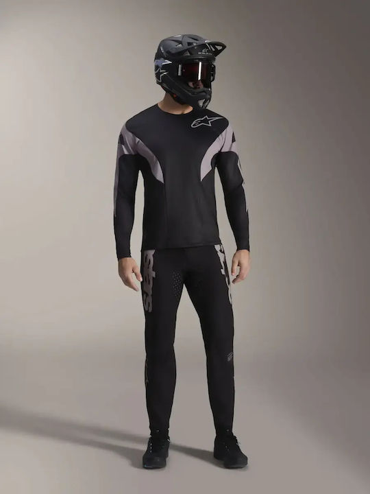 Herren Lange Ärmel Fahrradtrikot Mountain Bike Schwarz