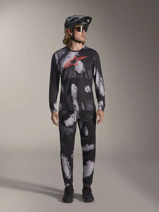 Herren Lange Ärmel Fahrradtrikot Mountain Bike Schwarz