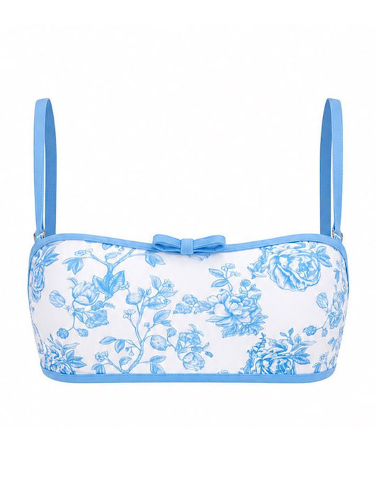 Bikinioberteil Mit Polsterung Blumen Blau