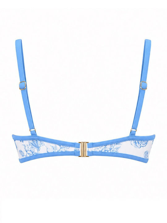 Bikinioberteil Mit Polsterung Blumen Blau