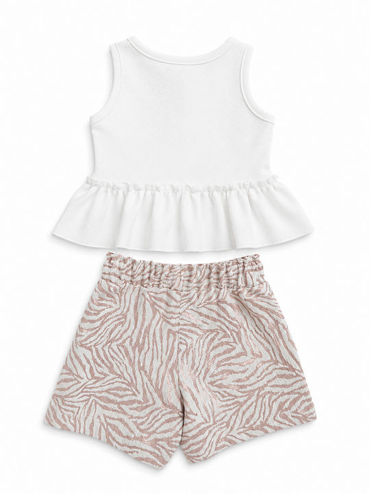 Kinderbekleidungssets mit Sommer-Shorts 2 Stück Weiß/Rosa