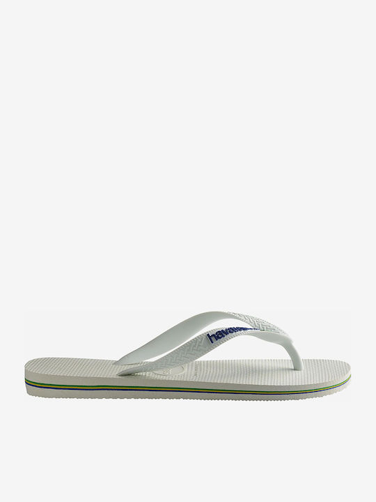Havaianas Brasil Logo Flip Flops Λευκά