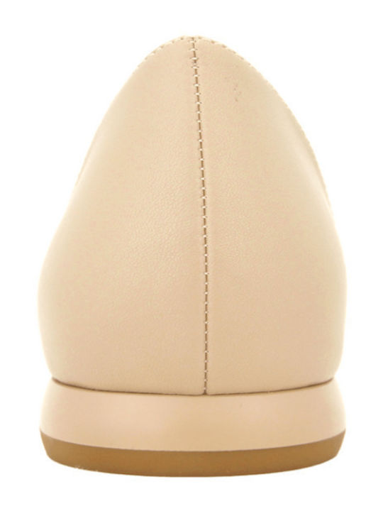 Leder Damen Ballerinas Beige