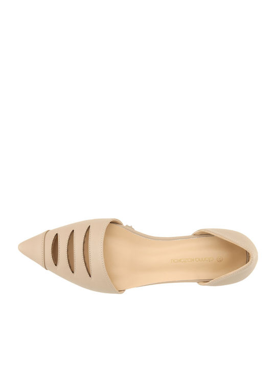 Leder Damen Ballerinas Beige