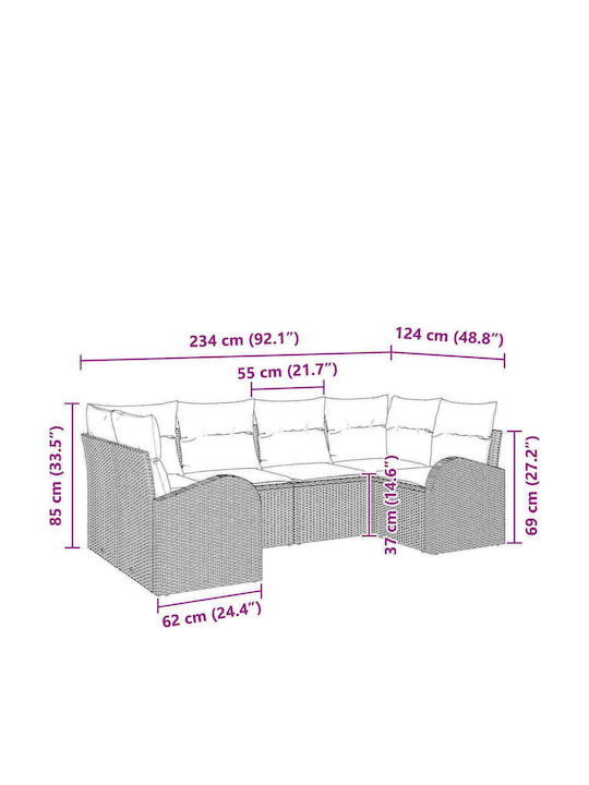 Outdoor Corner Rattan Sofa With Cushions