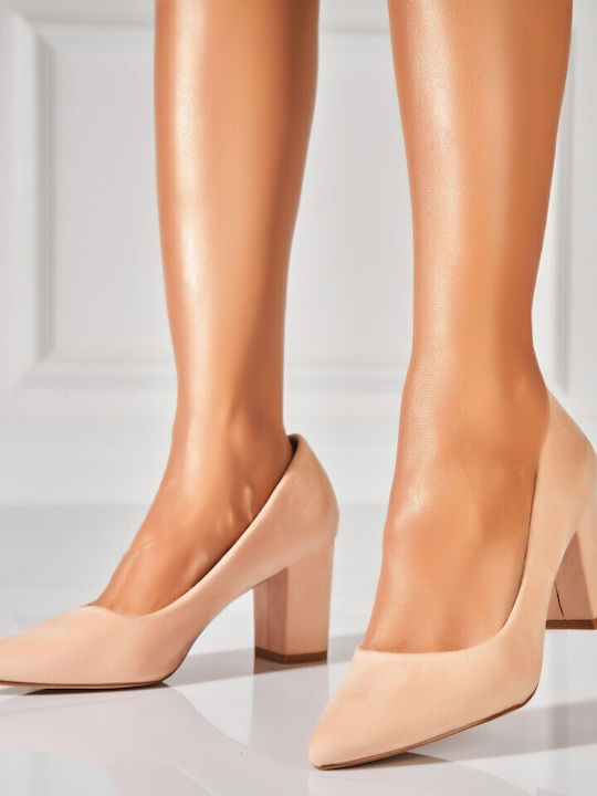 Pantofi Cu Toc De Catifea Cu Toc Mediu Roze