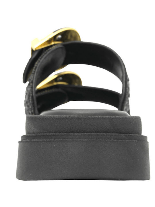 Nosly Leather Women's Flat Sandals Black