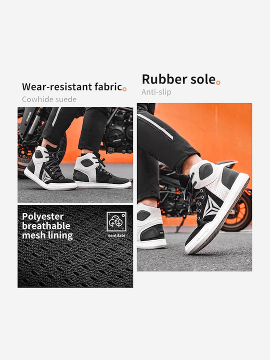 Motowolf SH2 Reitstiefel Männer Leder Wasserdicht Schwarz Weiß