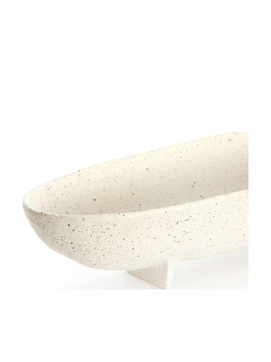 Light & Living Διακοσμητική Πιατέλα Μεταλλική Λευκή 50x14x9εκ.