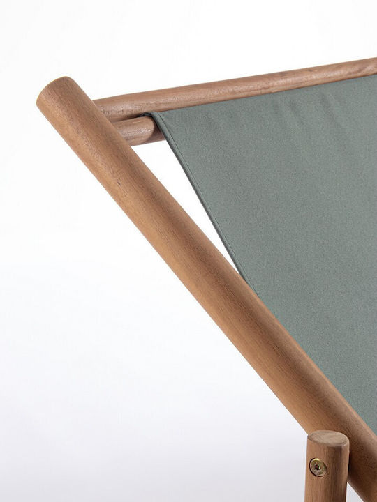 Deckchair Wooden with Green Fabric 68x106x76cm