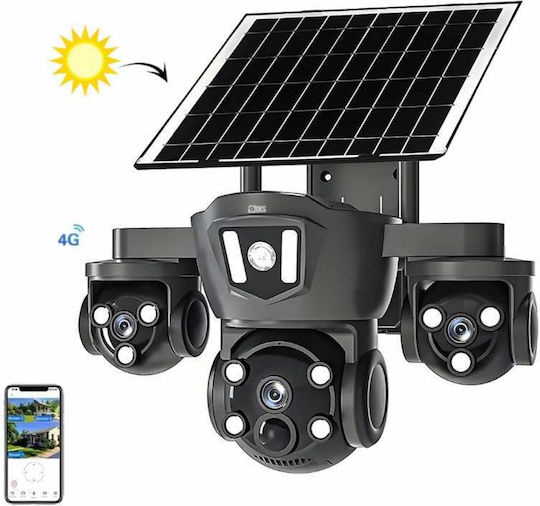 IP Тройна Камера за Видеонаблюдение Wi-Fi/4G 12MP Водоустойчива На Батерия с Двупосочна Комуникация