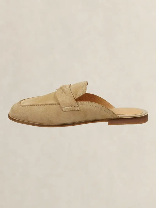 Suede Damen Pantoletten mit Absatz in Braun Farbe