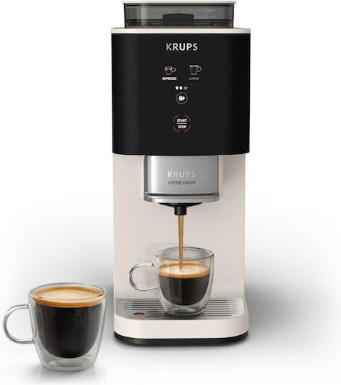 Krups Αυτόματη Μηχανή Espresso 1370W Πίεσης 15bar με Μύλο Άλεσης Λευκή SA4001E0