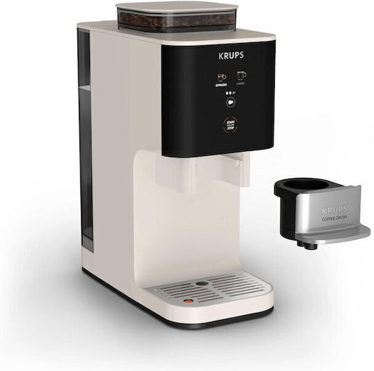 Krups Αυτόματη Μηχανή Espresso 1370W Πίεσης 15bar με Μύλο Άλεσης Λευκή SA4001E0