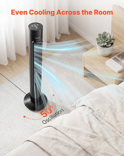 Vevor Ventilator Tip Turn 50W Cu Telecomandă Negru