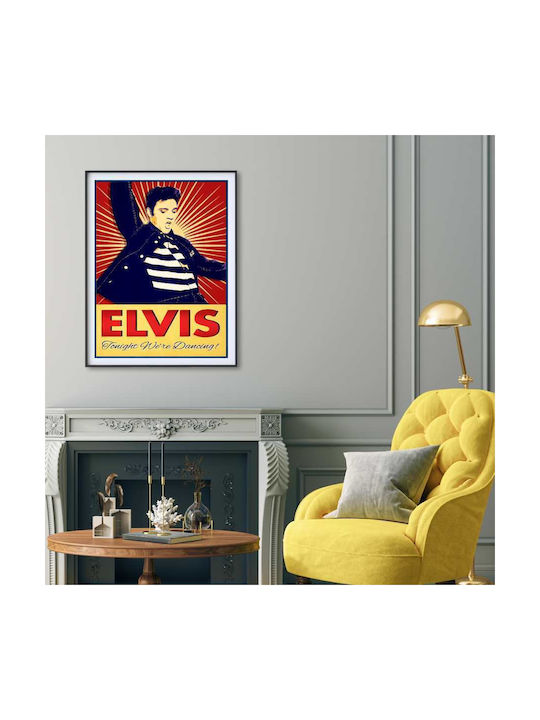 Music Poster Elvis Presley Ms019 40cm X 50cm Brown Wooden Frame