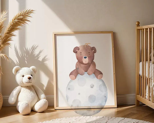 Детски Плакат Little Bear On The Moon 50x40см