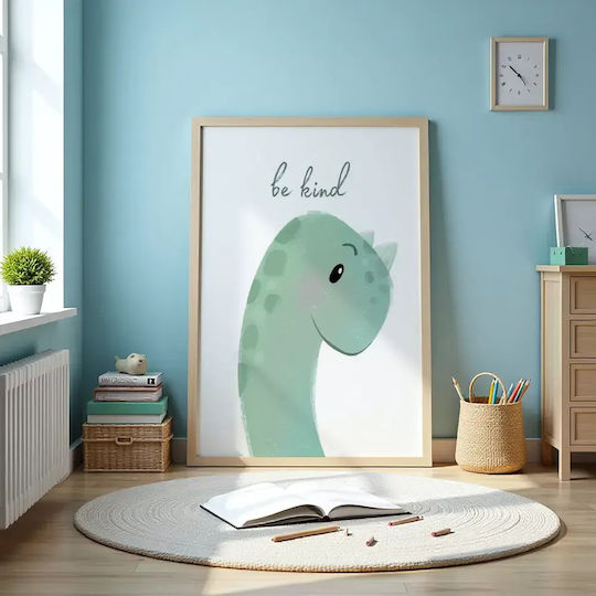 Kids Poster With Dinosaur Be Kind 50x40cm