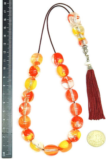 Roloi Komboloi Worry Beads with 17 Beads Made of Resin Length 34cm Multicolour