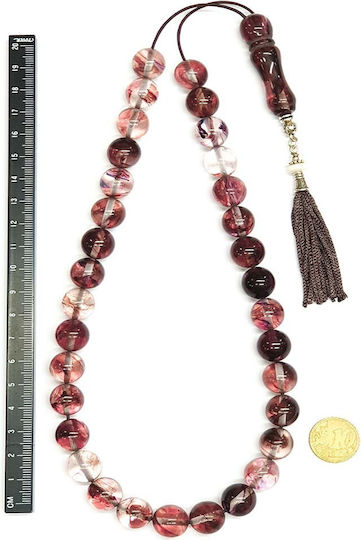Roloi Komboloi Worry Beads with 33 Beads Made of Resin Length 41cm Multicolour