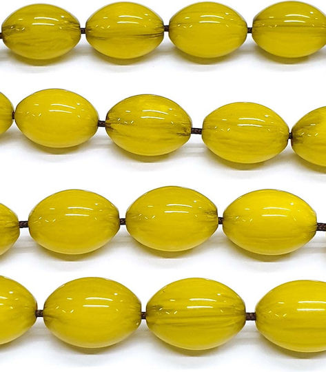 Roloi Komboloi Worry Beads with 33 Beads Made of Mastic Length 39cm Yellow