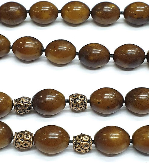 Roloi Komboloi Worry Beads with 33 Resin Beads Length 36cm Brown
