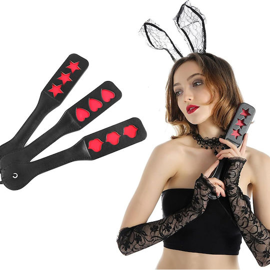 Smd Hurts Fetish Spanking Paddle Series Bdsm Imprint Spanking Paddle Faux Leather 32cm Black Red