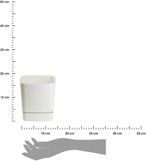 HowHomely Γλάστρα Τσιμεντένια Cream με Πιάτο 19x19εκ.