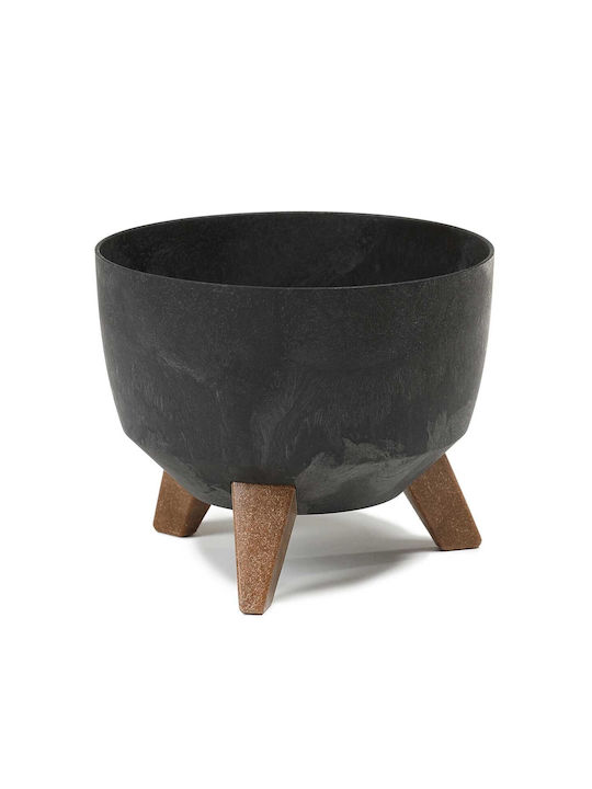 HowHomely Beton-Blumentopf Schwarz 24x15cm