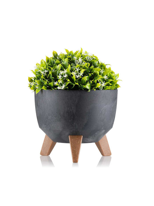 HowHomely Beton-Blumentopf Schwarz 24x15cm