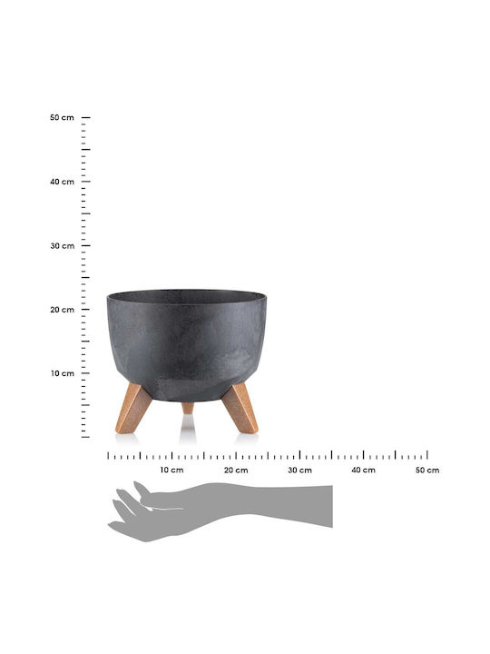 HowHomely Beton-Blumentopf Schwarz 24x15cm