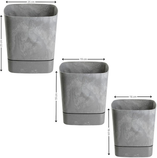 HowHomely Set 3 Beton Blumentöpfe Grau