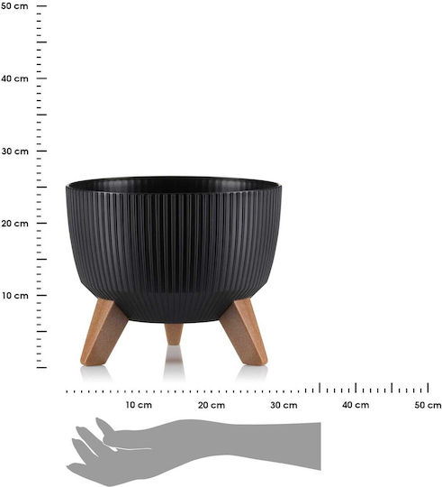 HowHomely Kunststoff Blumentopf Schwarz 29x18cm