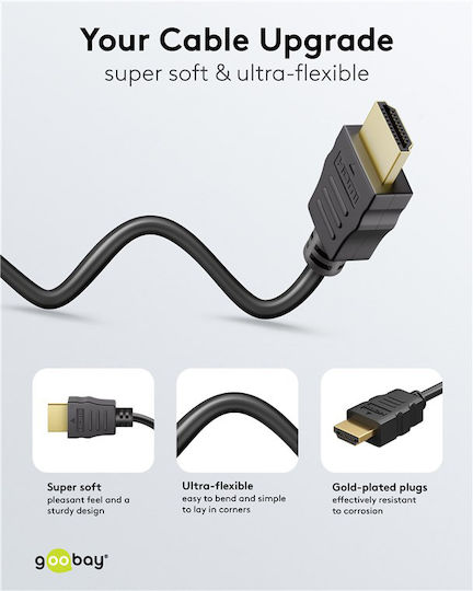 Goobay HDMI 2.0 Premium High Speed 4K 60Hz HDR Kabel HDMI-Stecker - HDMI-Stecker 3m Schwarz
