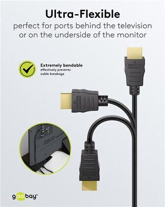 Goobay HDMI 2.0 Premium High Speed 4K 60Hz HDR Kabel HDMI-Stecker - HDMI-Stecker 3m Schwarz