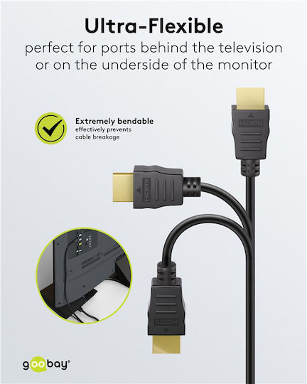 Goobay HDMI 2.0 Premium High Speed 4K 60Hz HDR Cable HDMI Male - HDMI Male 2m Black