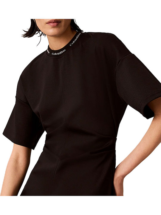 Milano Summer Mini T-Shirt Dress Drape Black
