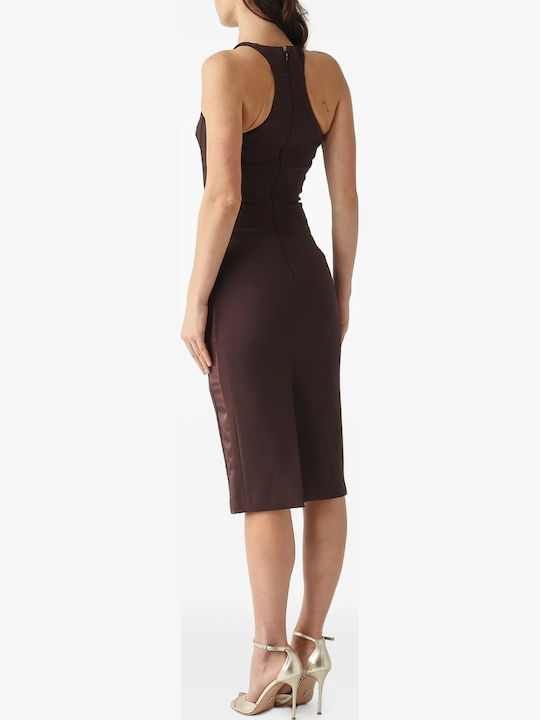 Midi Evening Satin Dress Cocoa