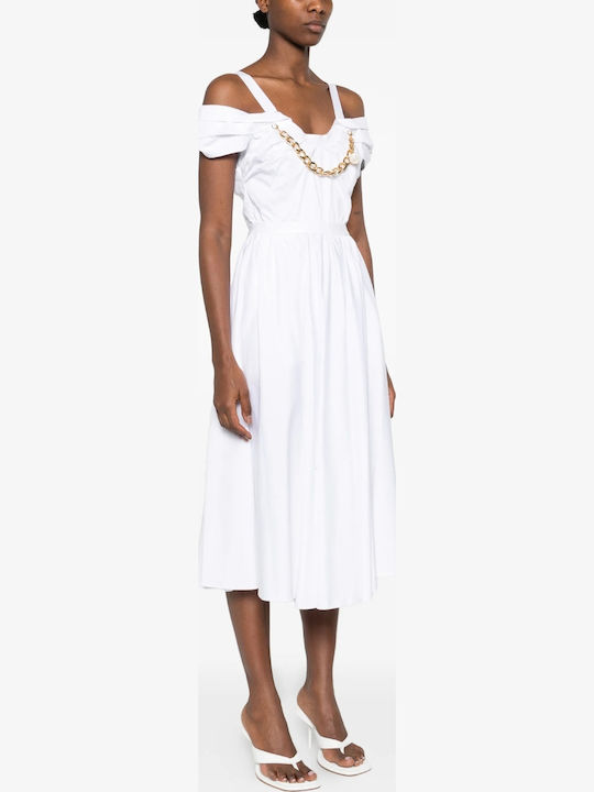 Midi Dress for Wedding and Christening Satin White