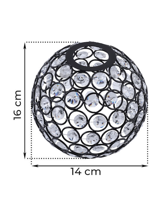 Abajur Sferă Din Sticlă Neagră Cristal 14cm