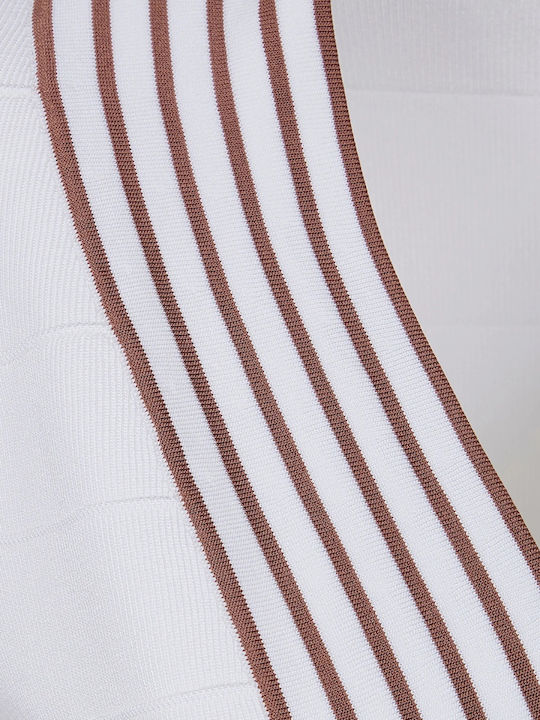 Damen Crop-Top Langärmelig Gestreift Weiß