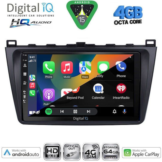 Digital IQ Car Audio System for Mazda 6 2008-2012 (Bluetooth/USB/WiFi/GPS/Apple CarPlay/Android Auto) with 9" Touch Screen