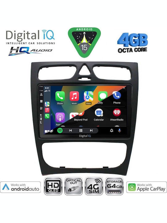 Digital IQ Car Audio System for Mercedes-Benz C Class 1999-2004 (Bluetooth/USB/WiFi/GPS/Apple CarPlay/Android Auto) with 9" Touch Screen