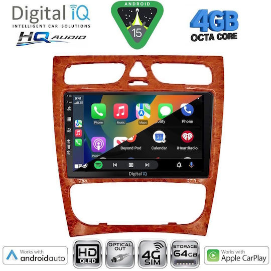 Digital IQ Car Audio System for Mercedes-Benz C Class 1999-2004 Bluetooth USB WiFi GPS Apple CarPlay Android Auto with 9" Touch Screen