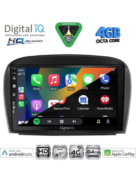 Digital IQ Car Audio System for Mercedes-Benz SL 2006-2012 Bluetooth USB WiFi GPS Apple CarPlay Android Auto with 9" Touch Screen
