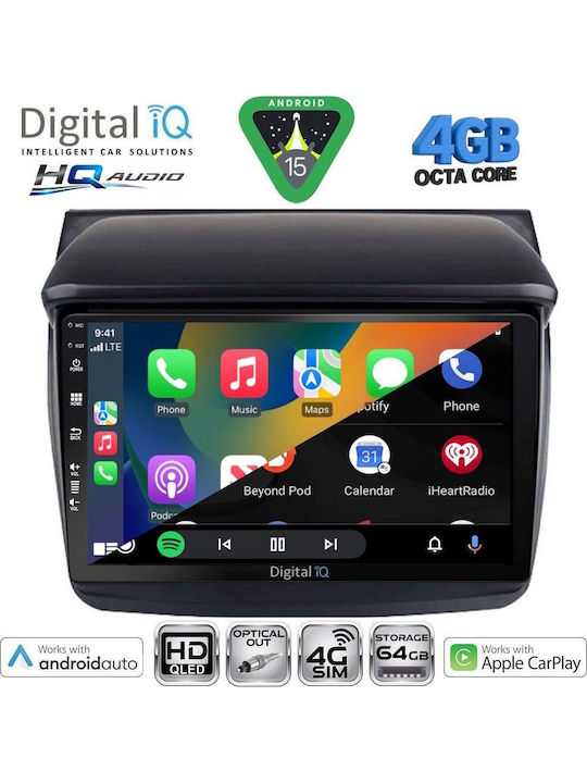 Digital IQ Car Audio System for Mitsubishi L200 2006-2015 Bluetooth USB WiFi GPS Apple CarPlay Android Auto with 9" Touch Screen